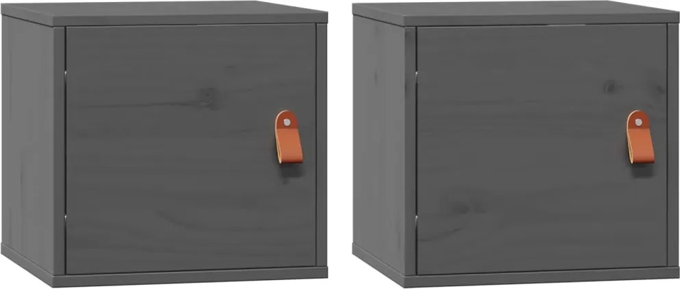 vidaXL Dulapuri de perete, 2 buc., gri, 31,5x30x30 cm, lemn masiv pin