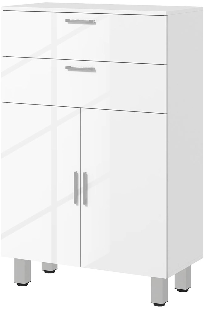 kleankin Dulap de baie, comodă de baie, 2 sertare, raft reglabil, lemn, Alb | Aosom Romania