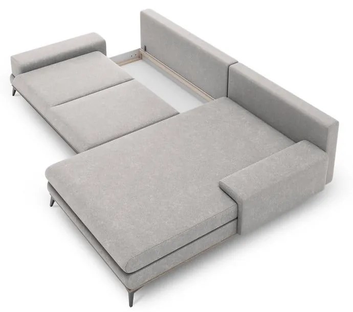 Colțar extensibil cu șezlong pe partea dreaptă Windsor & Co Sofas Planet, gri deschis