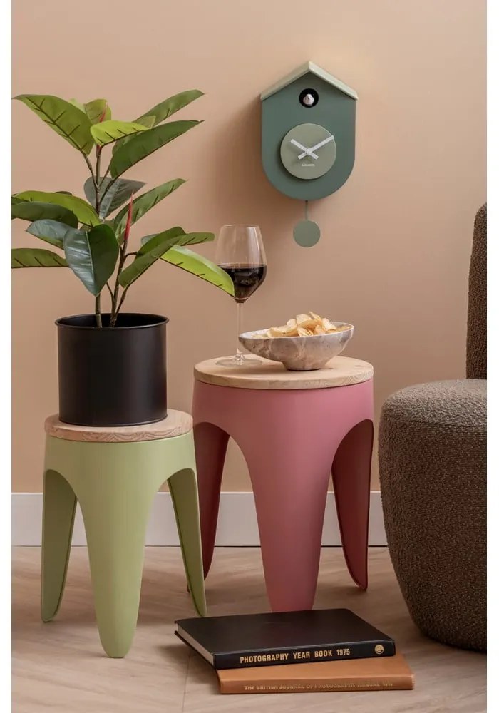 Scaune tip taburet verzi/roz 2 buc. din metal Double Funky – Leitmotiv