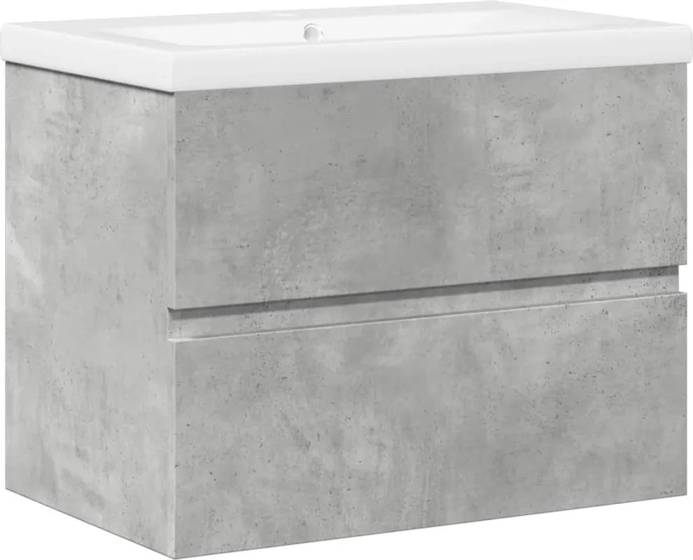 vidaXL Set mobilier de baie, 2 piese, gri beton, lemn compozit