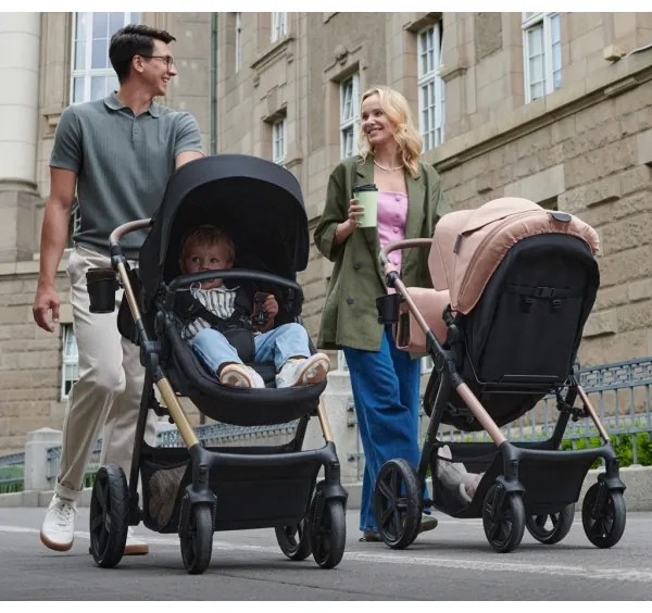 Cărucior de copii combinat 3 în 1 KINDERKRAFT MOOV 2 AIR Pure black + scaun auto MINK PRO