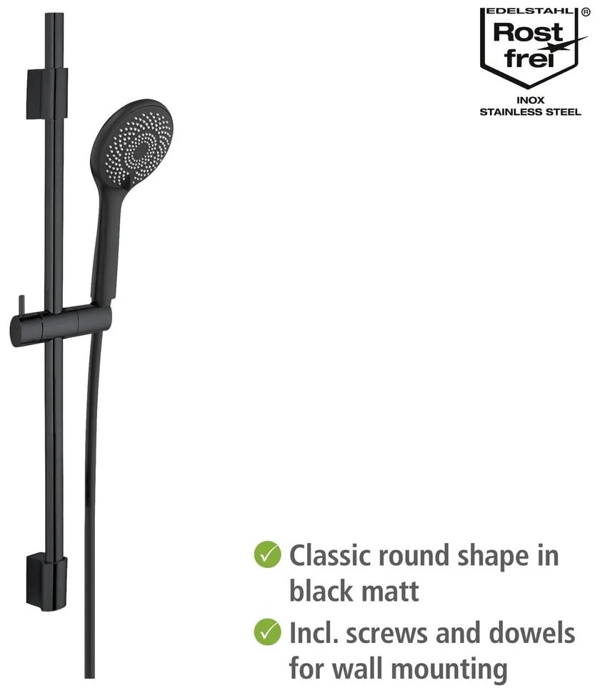 Set de duș negru din oțel inoxidabil 70 cm Water Saving – Wenko