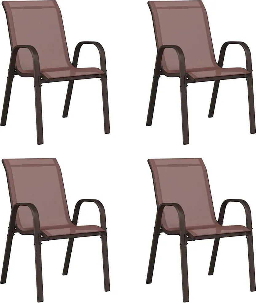 vidaXL Scaune de grădină stivuibile, 4 buc., maro, textilenă
