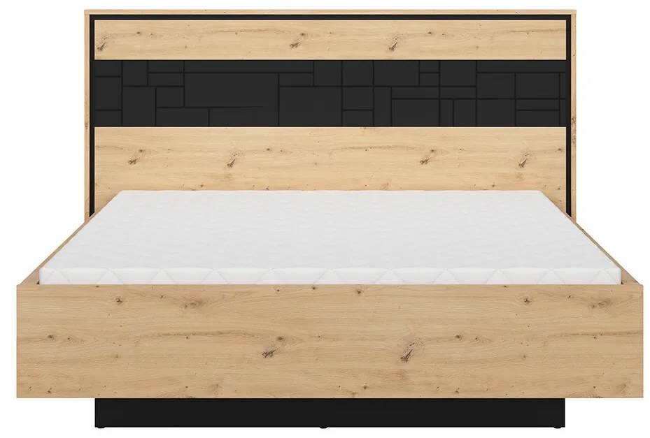 Pat matrimonial 160 cm Pont LOZ/160 (cu somiera) (Stejar artisan + Negru mat). 1063045