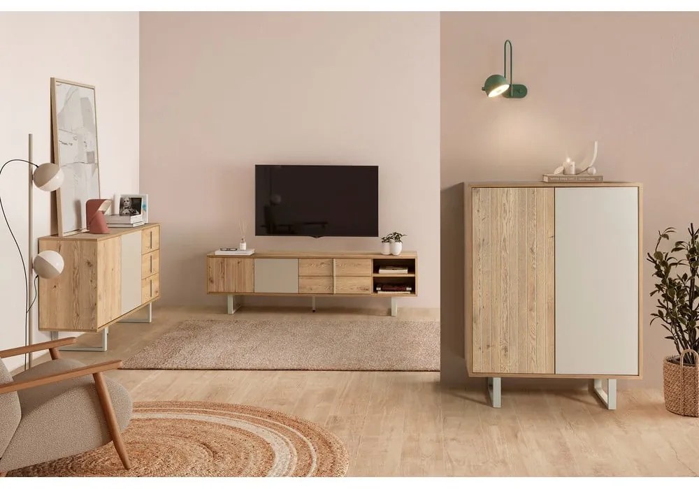 Dulap gri/în culoare naturală cu aspect de lemn de stejar 90x120 cm Millay – Marckeric