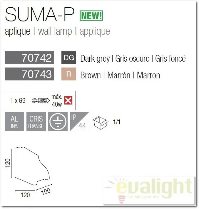 Aplica de perete exterior IP44 Suma-P 70743