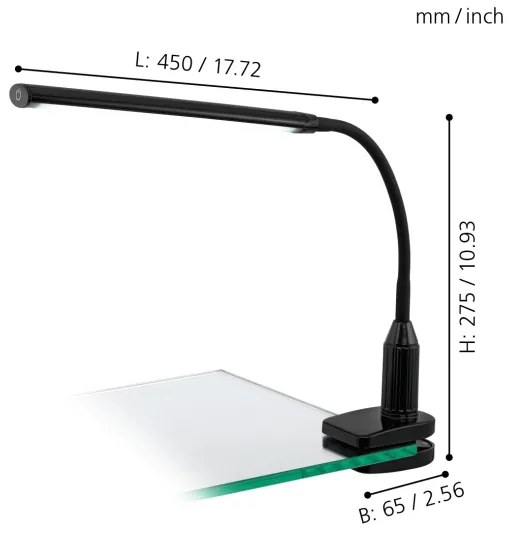 Eglo 96437 - LED Lampă cu clips LAROA LED/4,5W/230V negru