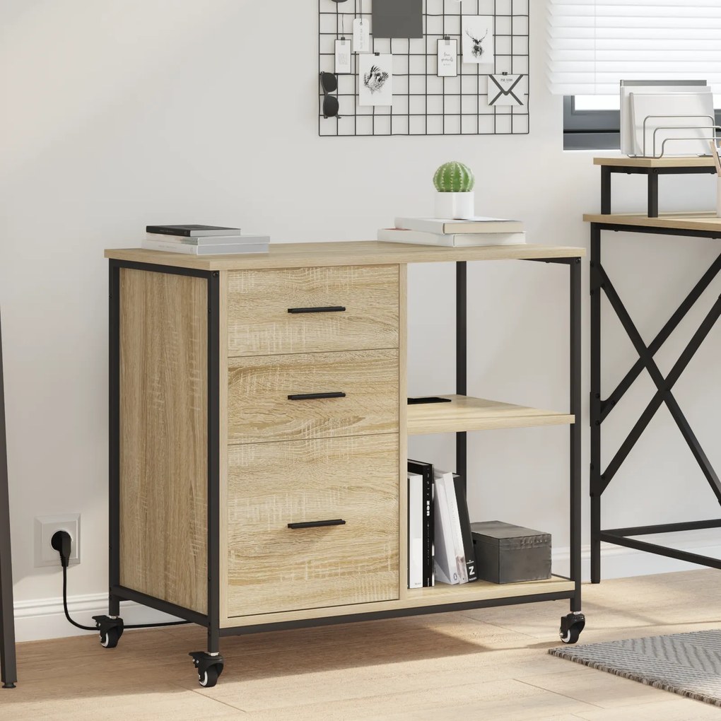 vidaXL Cabinet cu Stație de Încărcare Stejar Sonoma 76 x 41 x 72 cm