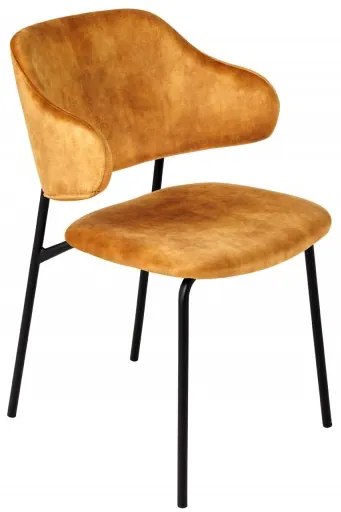 Neînvins Scaun de design Tracy catifea galben mustar cu cadru negru