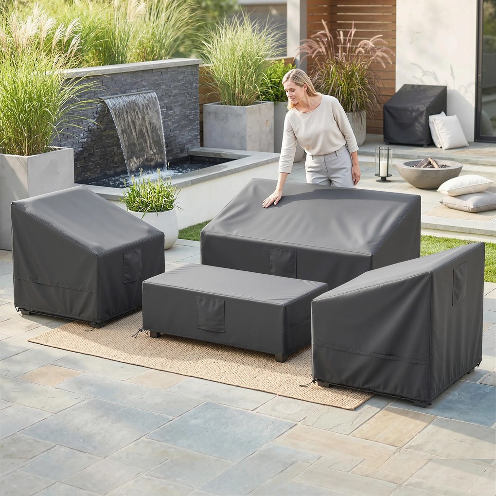 Outsunny Huse pentru Mobilier de Grădină 4 Piese, Impermeabile, Negru | Aosom Romania