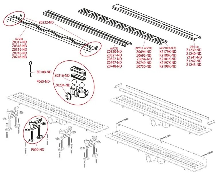 Rigola pentru dus Alcaplast, Simple, 650mm