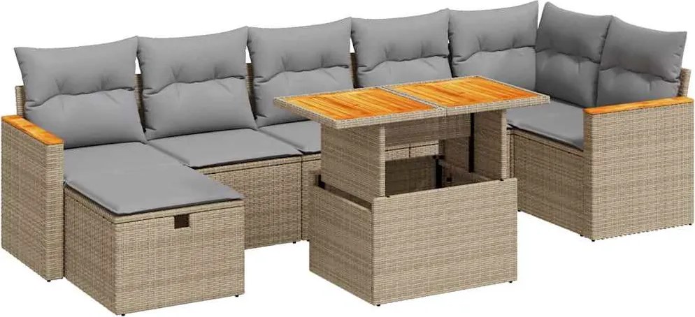 vidaXL Set canapele de grădină cu perne, 5 piese, bej, poliratan