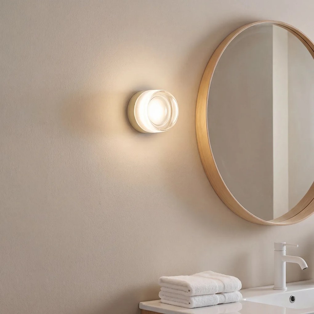 Lampă de perete de design bej cu sticlă opal IP44 - Michele