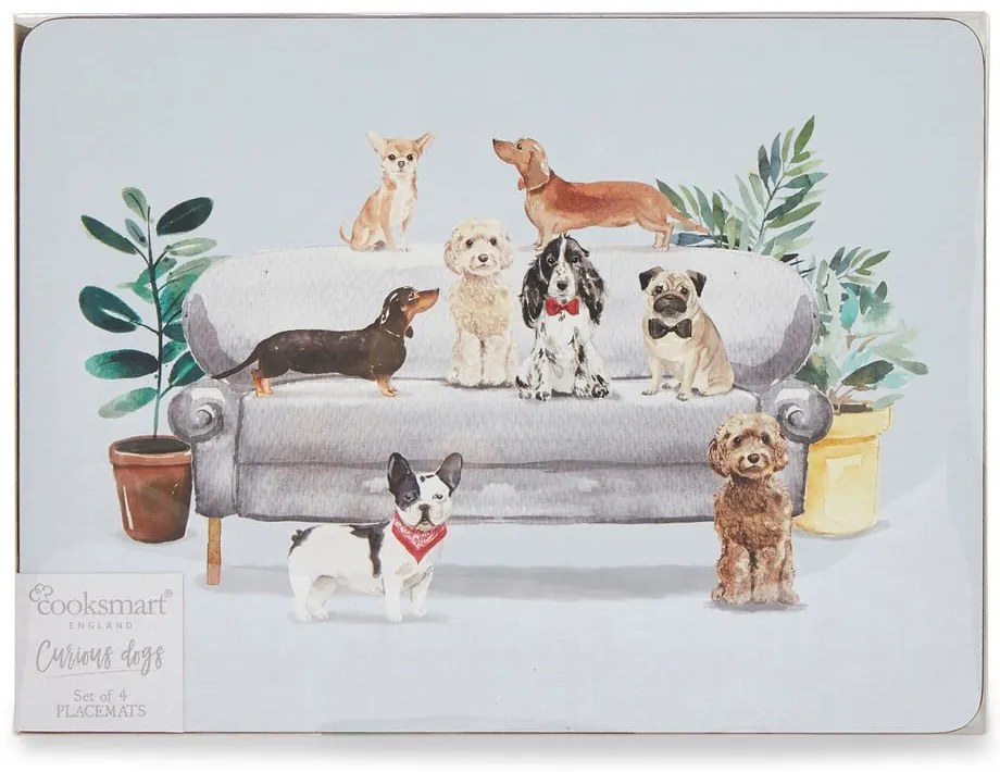 Set de 4 suporturi farfurii din plută 21.5x29 cm Curious Dogs - Cooksmart ®