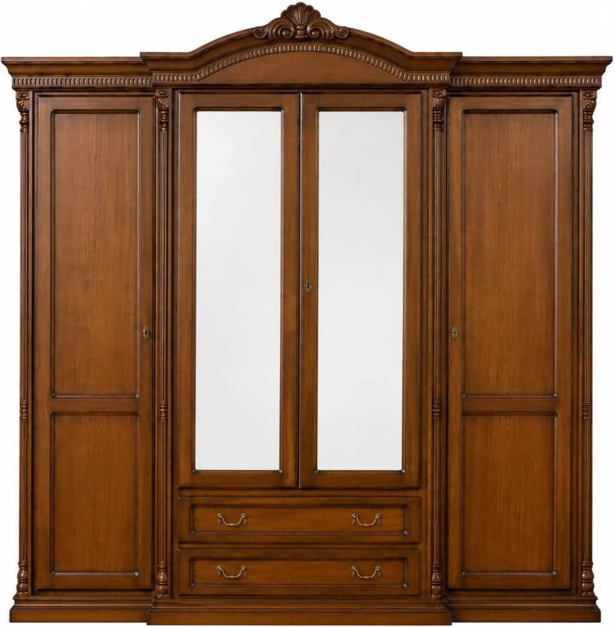 Dulap lemn masiv Briston 4 usi 2 sertare: L 241 x A 68 x H 233 cm