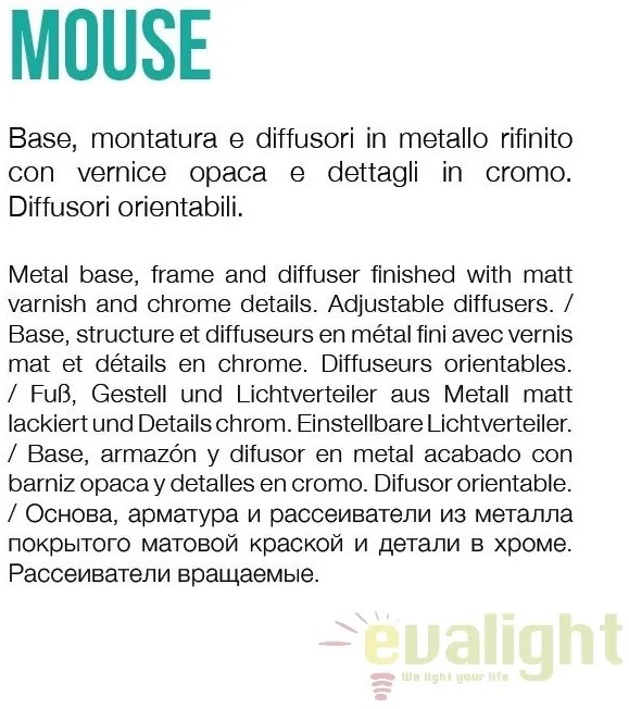 Aplica design modern cu 2 spoturi directionabile MOUSE AP2 alba 073545