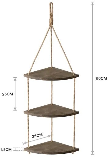 Etajeră de perete suspendată 90x25 cm maro