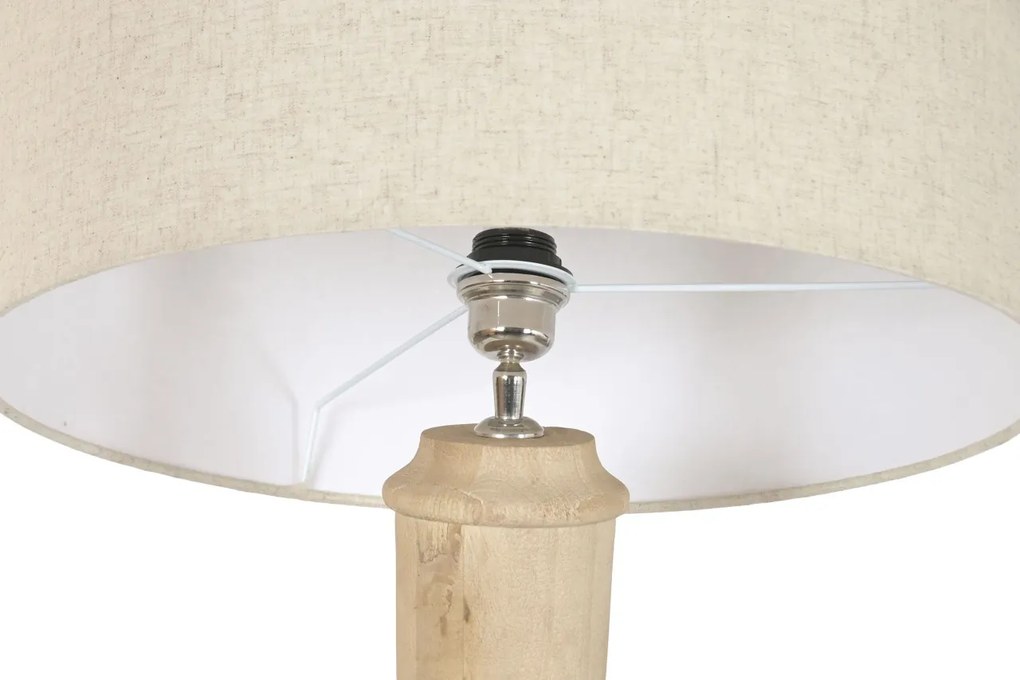 Lampadar din lemn de mango și in, natur, cu picior strunjit și abajur cilindric, finisaj natural, 171 x 52 cm, „Talloires”