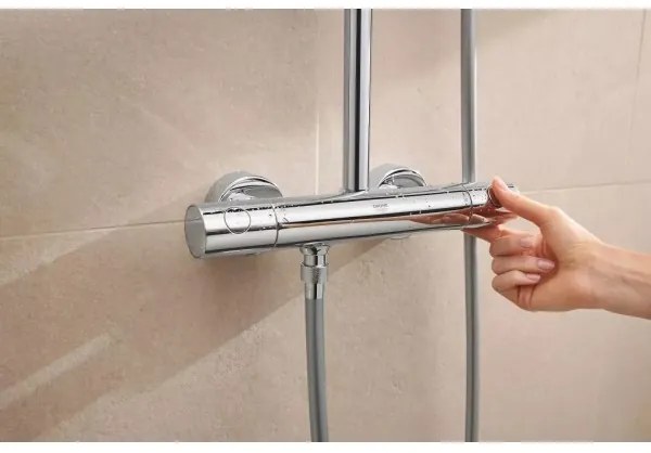 Coloana de dus cu termostat, Grohe Tempesta Cube 250, cu 1 tip de jet, crom, 26689001