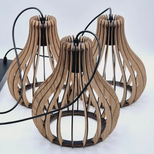 Lustră pe cablu TUCCI 3xE27/15W/230V stejar/negru