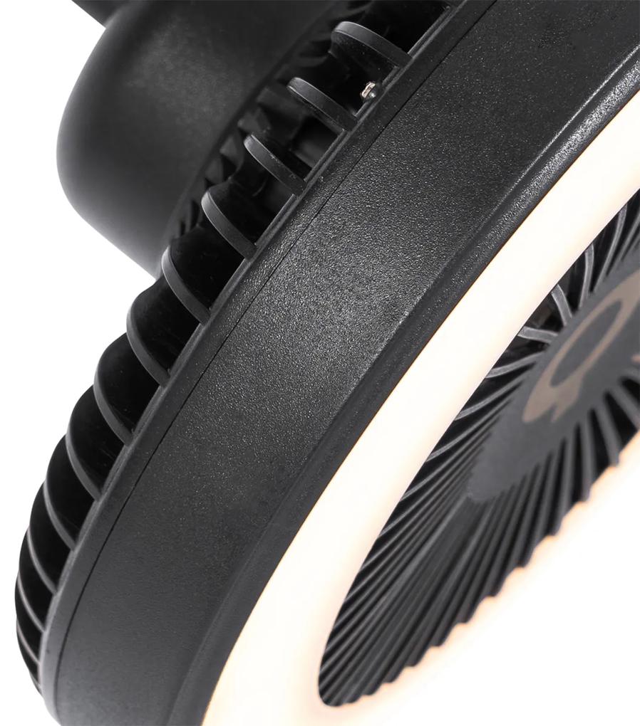 Ventilator de podea negru cu LED reglabil 2 lumini - Dores