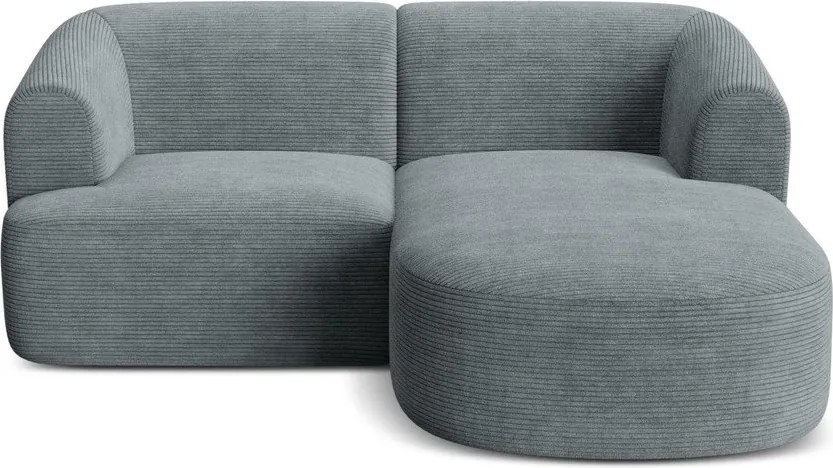 Colțar gri închis cu tapițerie din catifea reiată (cu colț pe partea dreaptă/cu șezlong) Campi – Cosmopolitan Design