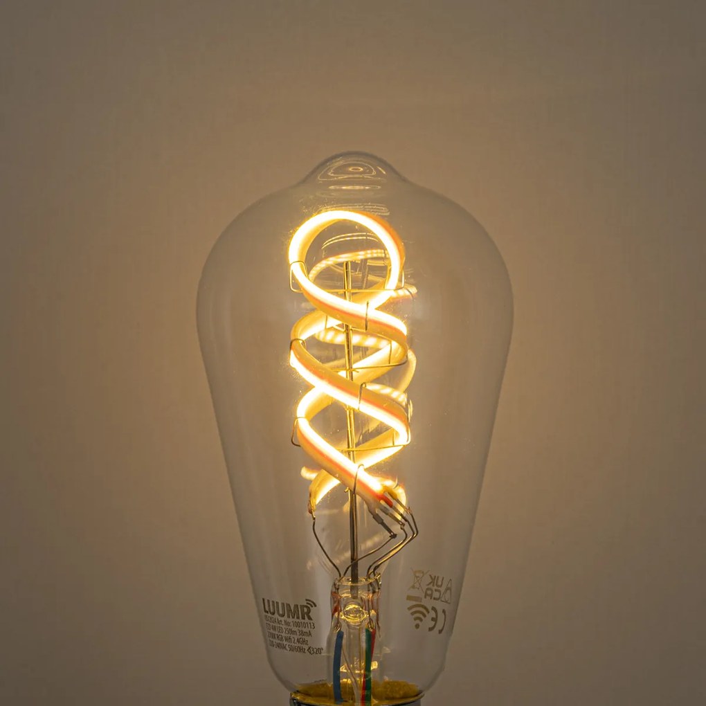 Becuri LED inteligente E27 reglabile ST64 RGBW transparente 4W 250lm 2700K