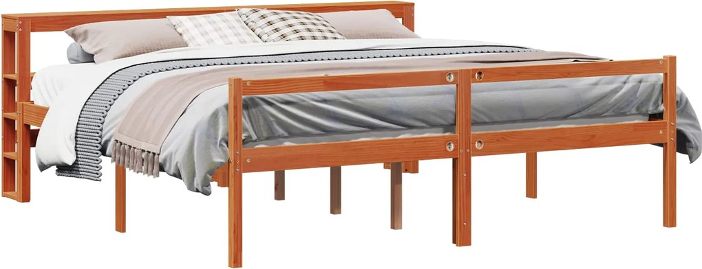 vidaXL Cadru de pat cu headboard 2 pcs Maroniu cerat Lemn de pin masiv