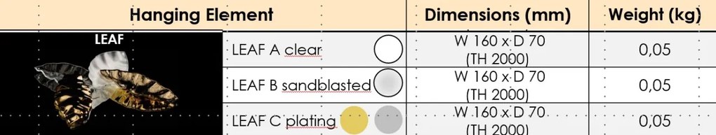 Element decorativ suspendat design frunze care cad din tavan Leaf A clear