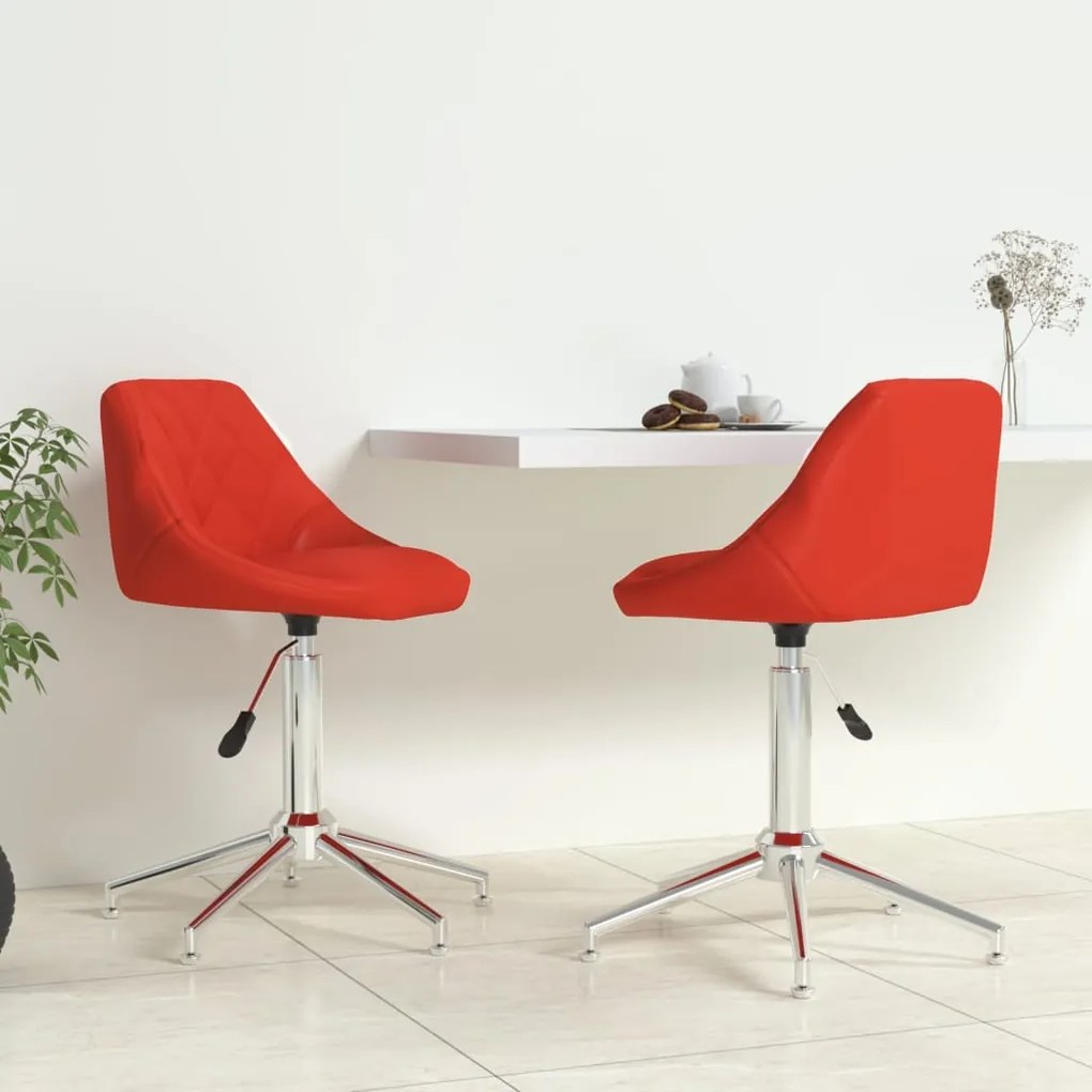 335391 vidaXL Scaune de sufragerie pivotante 2 buc. roșu piele artificială