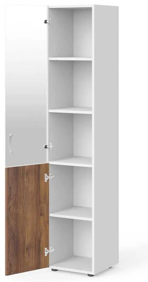 Dulap înalt Manager 39,9 x 42,2 x 196,5 cm, stânga, nuca warmia / alb