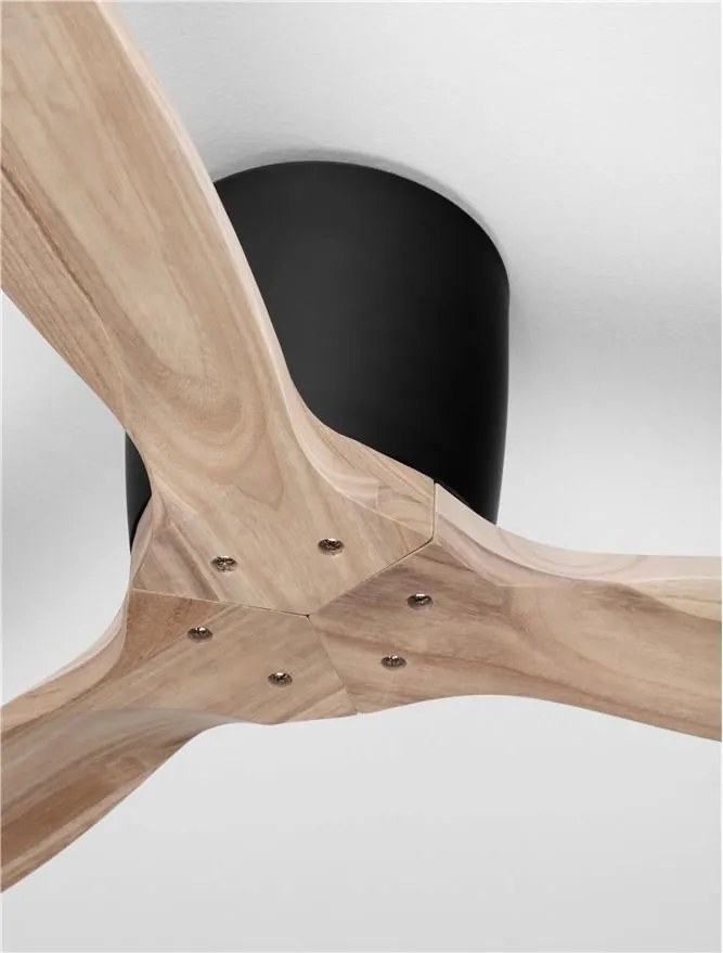 Ventilator de tavan cu telecomanda NINEMIA negru/natural wood