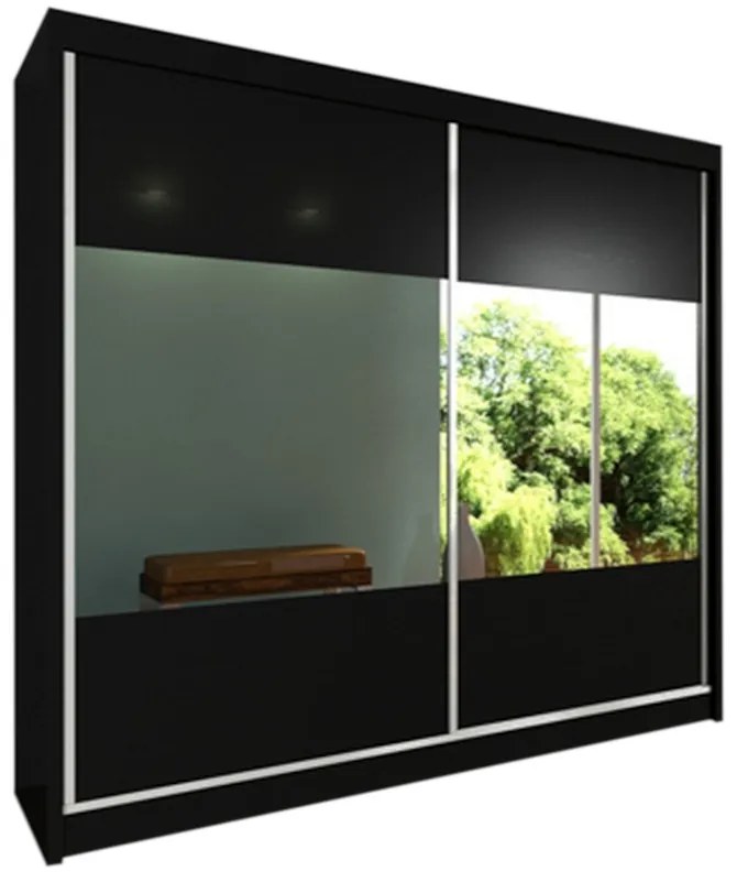 Expedo Dulap cu uși glisante si oglindă IRINA, 200x216x61, negru