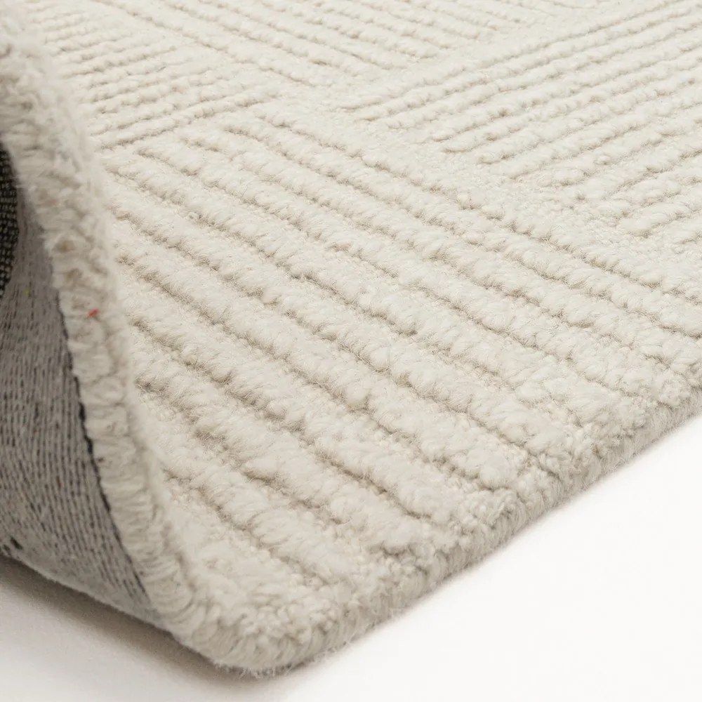 Covor fildeș țesut manual din lână 160x230 cm Zennith Grid – Asiatic Carpets