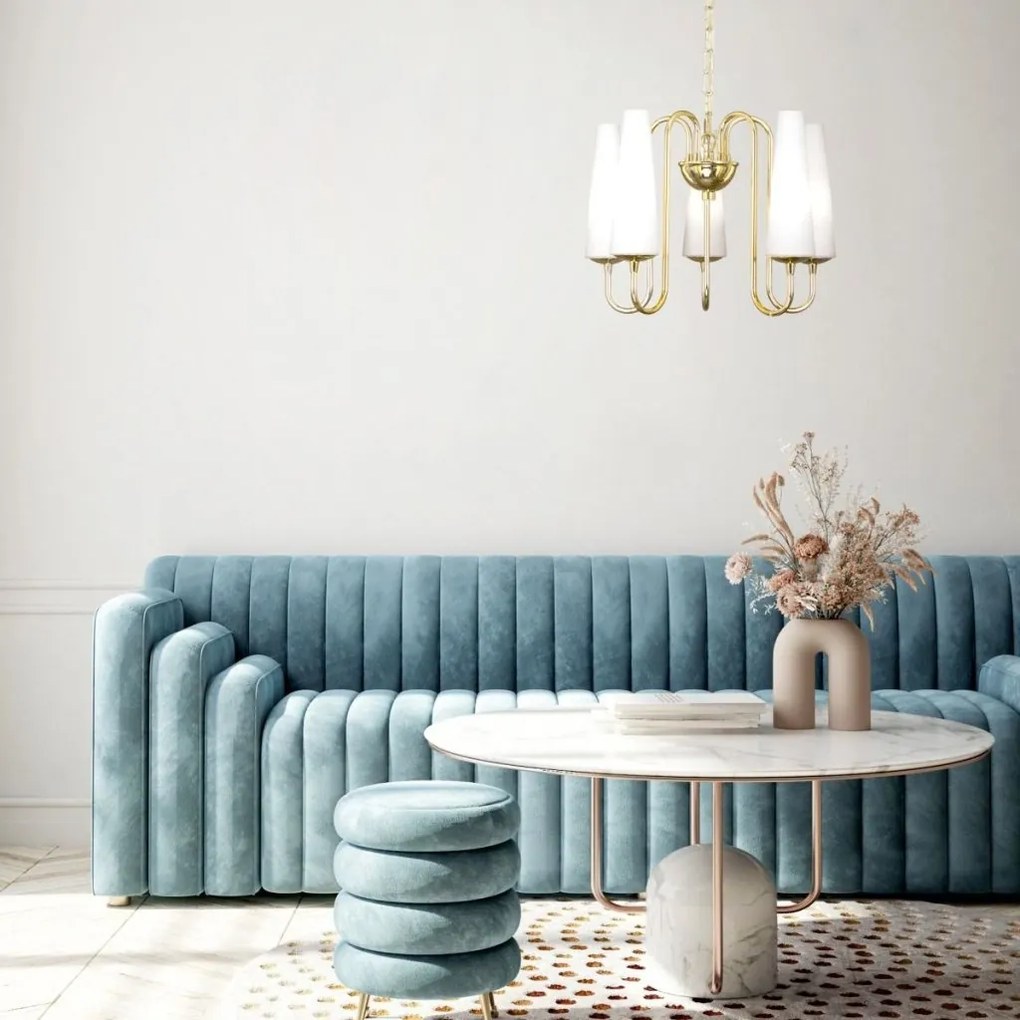 Candelabru cu 5 brate design modern Magnum auriu