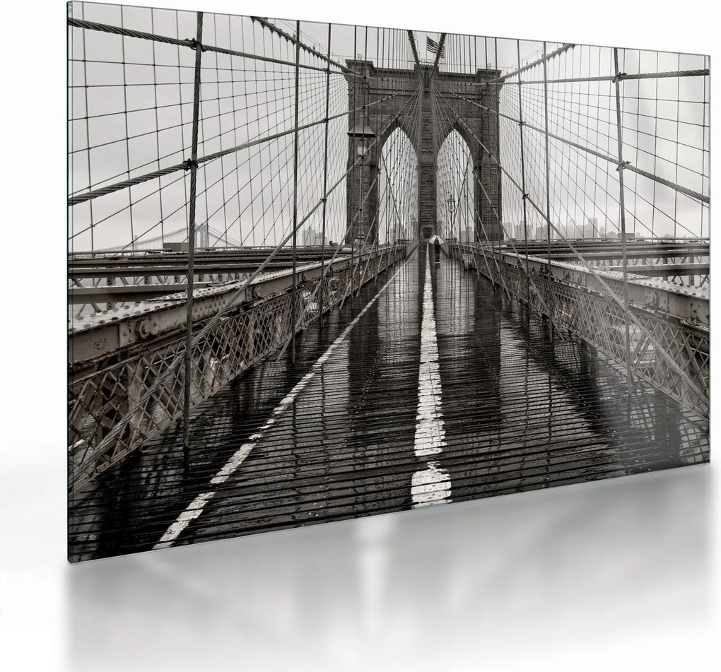 Tablou pe sticlă - Podul Brooklyn (70x50 cm)
