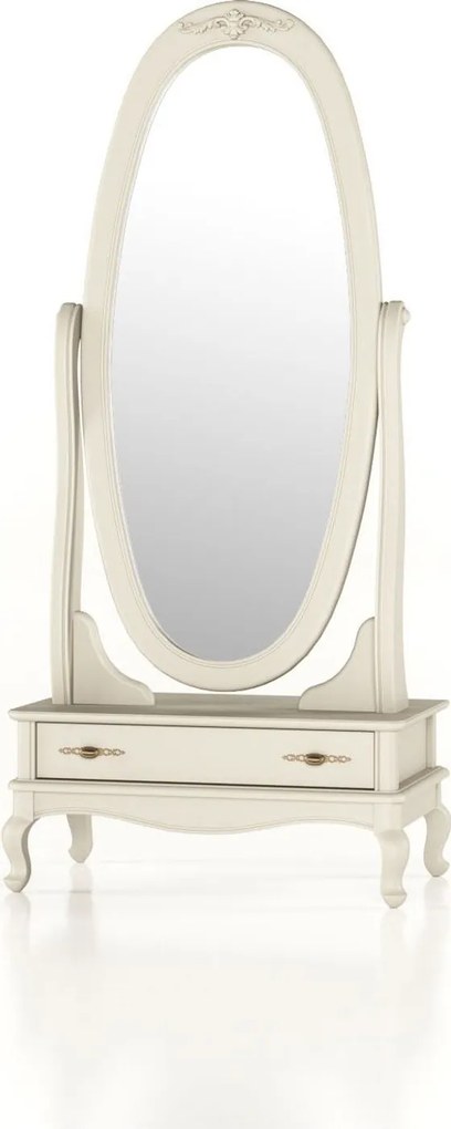 Oglindă lemn masiv Rotativă Seraphia, 80 × 46 × 183 cm - Vanilla