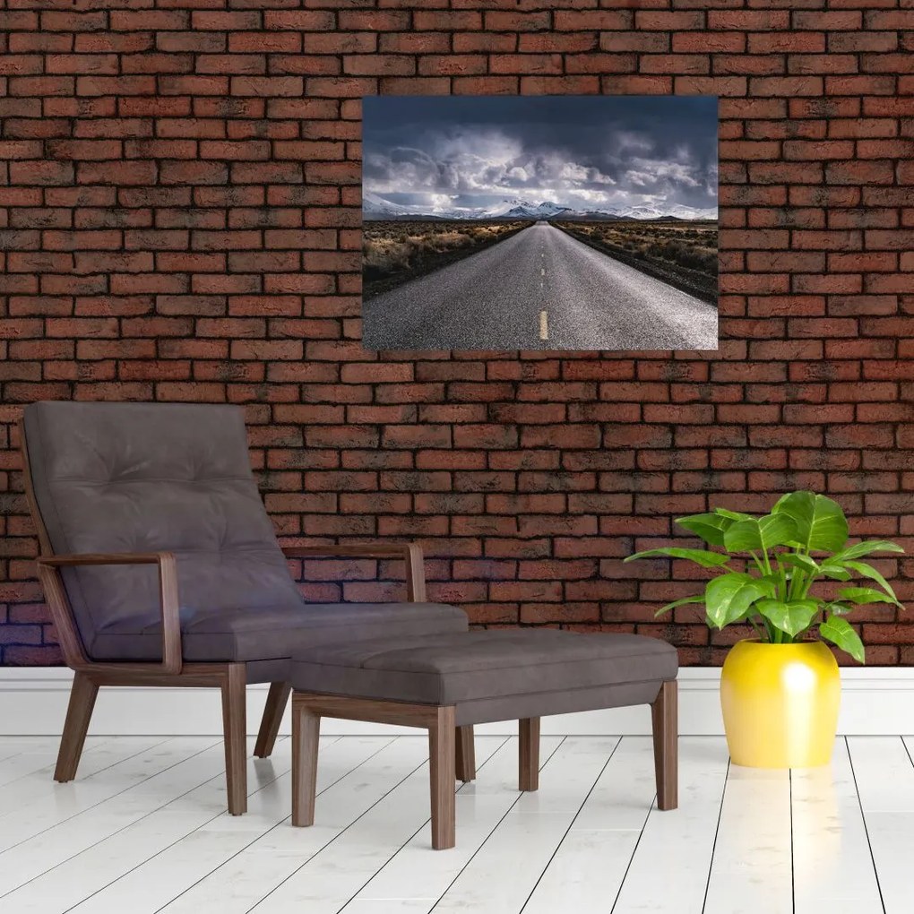 Tablou pe sticlă drumului în deșert (70x50 cm)