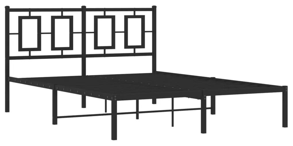 374242 vidaXL Cadru de pat metalic cu tăblie, negru, 140x200 cm