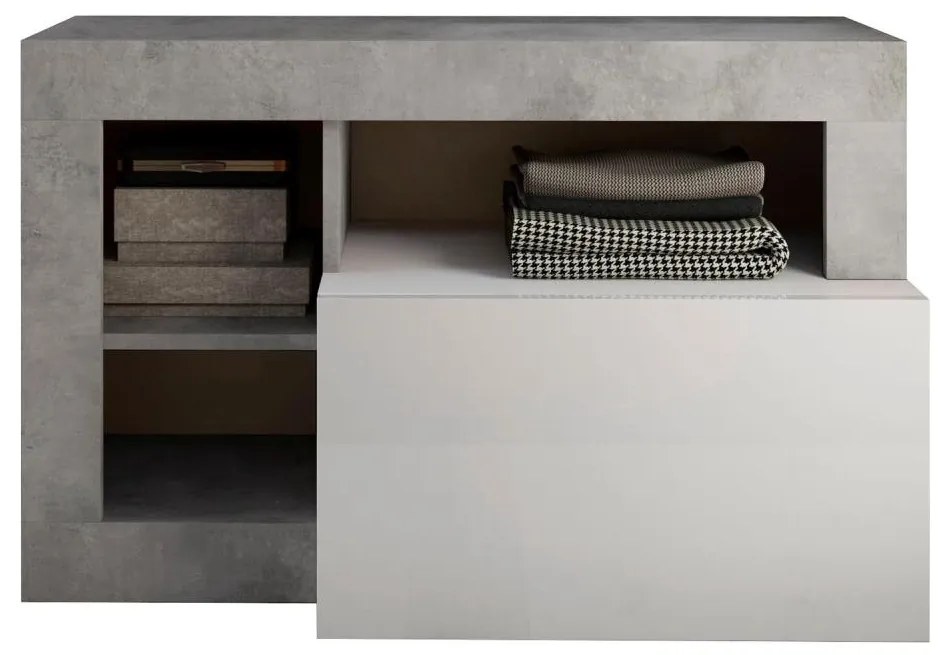 Bancă LENOR, beton, alb/gri