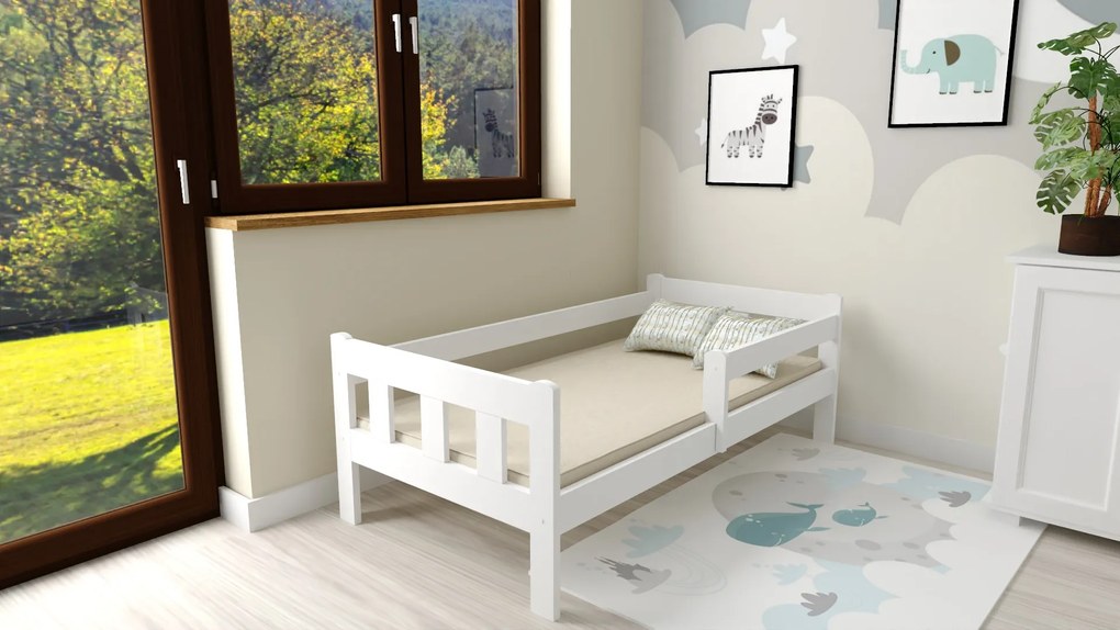 Pat pentru copii NESTY 90 x 200 cm, alb Saltea: Saltea Somnia 18 cm, Somiera: fara somiera