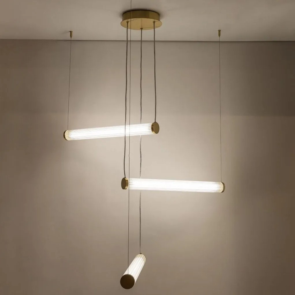 Lustra LED smart cu telecomanda COMO alama periata