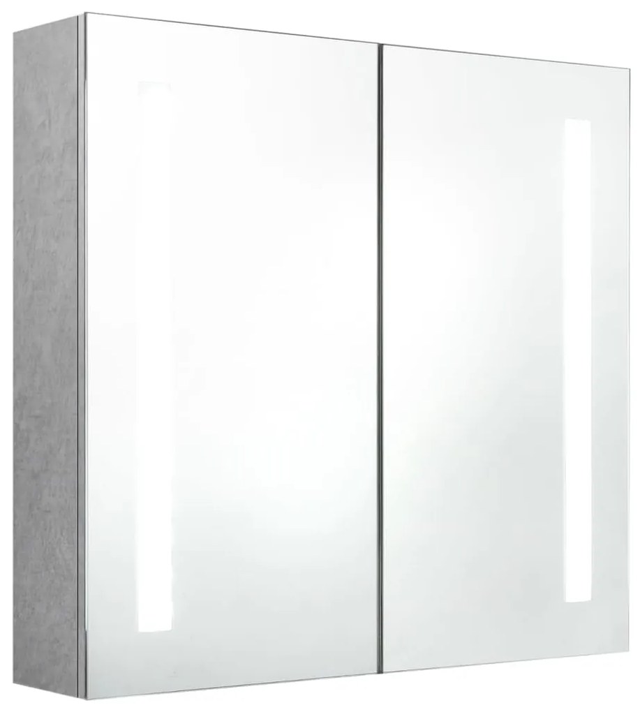 Dulap de baie cu oglinda si LED, gri beton, 62x14x60 cm Gri beton, 62 x 14 x 60 cm