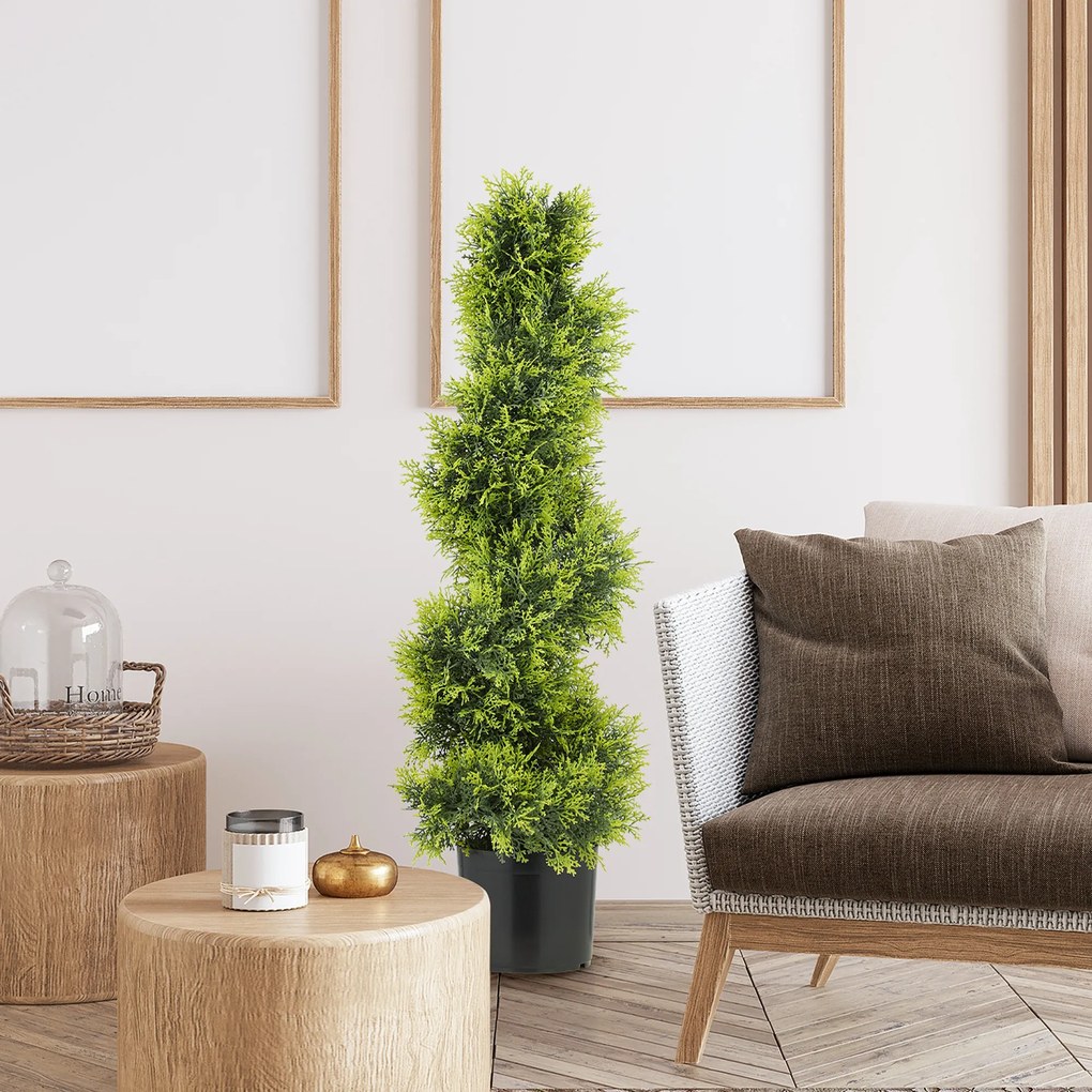 HOMCOM Zypresse Artificială 90 cm, Plantă Artificială în formă de Spirală în Ghiveci, Decorare Modernă | Aosom Romania