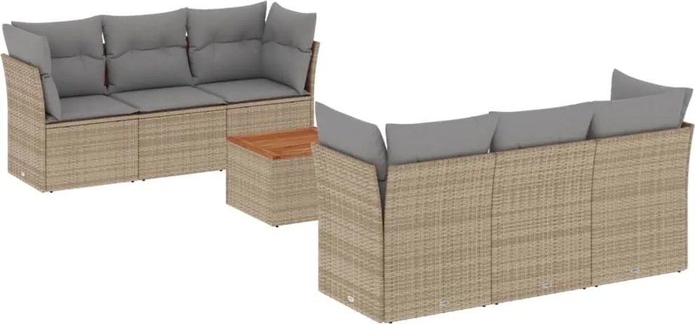 vidaXL Set canapele de grădină, 7 piese, cu perne, bej, poliratan
