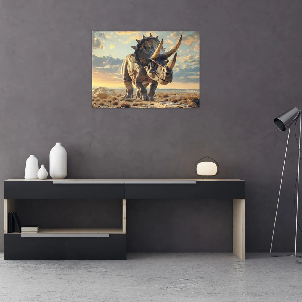 Tablou pe sticlă - Triceratops (70x50 cm)