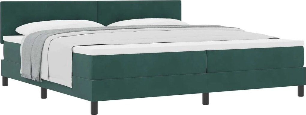 vidaXL Pat cu arcuri cu saltea Verde închis 200 x 200 cm Catifea