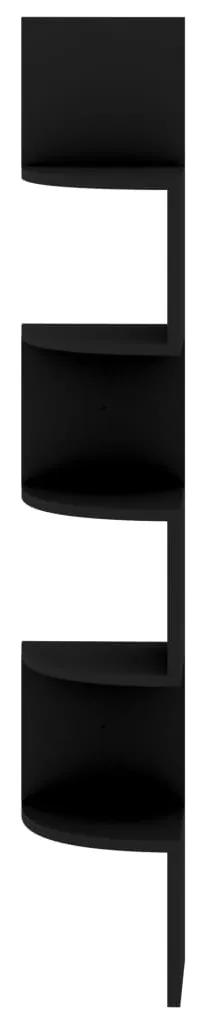 Raft de perete de colt, negru, 19x19x123 cm, PAL 1, Negru