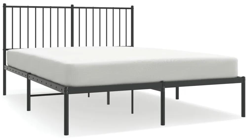 350865 vidaXL Cadru de pat metalic cu tăblie, negru, 140x200 cm